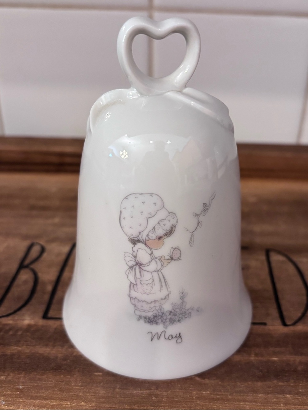 Precious Moments White Porcelain Heart-Handle Bell